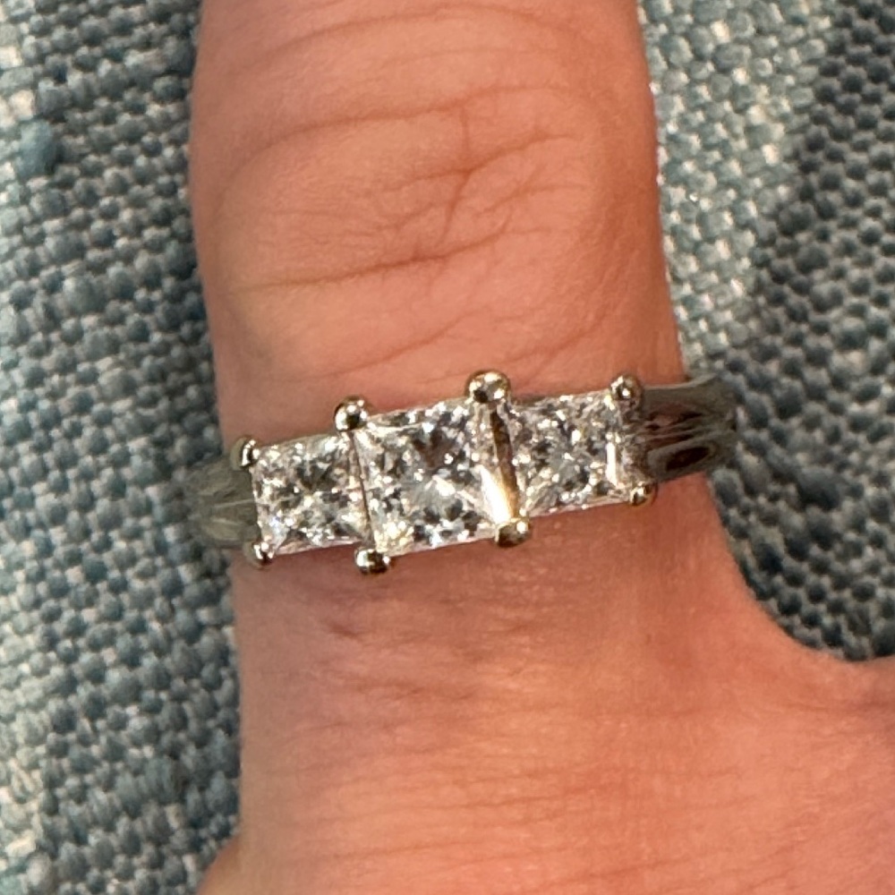 Elegant Silver Triple Stone Ring